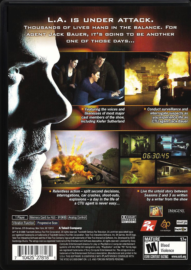 24 The Game PS2 back cover case