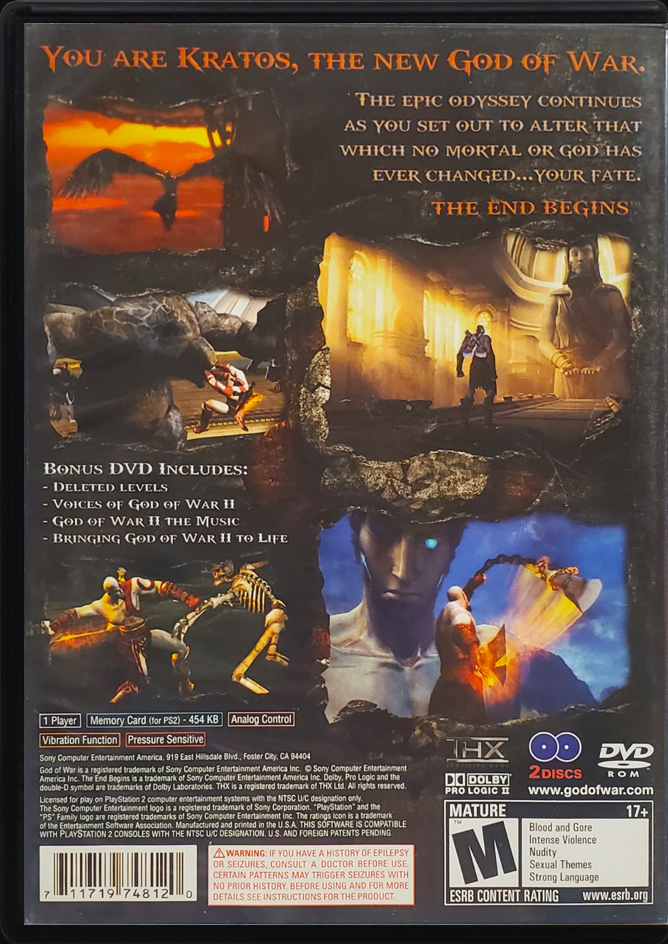 God of War II PS2 back side cover case