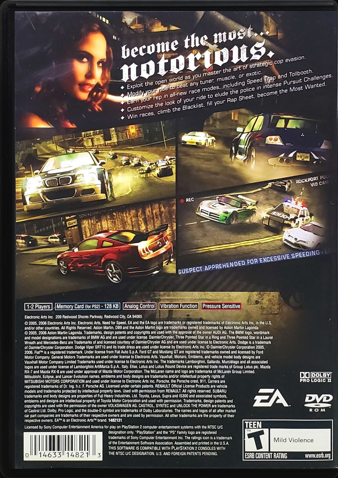 Need for Speed Most Wanted PS2 back side cover case