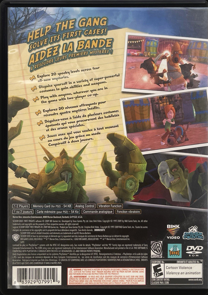 Scooby-Doo! First Frights PS2 back side cover case