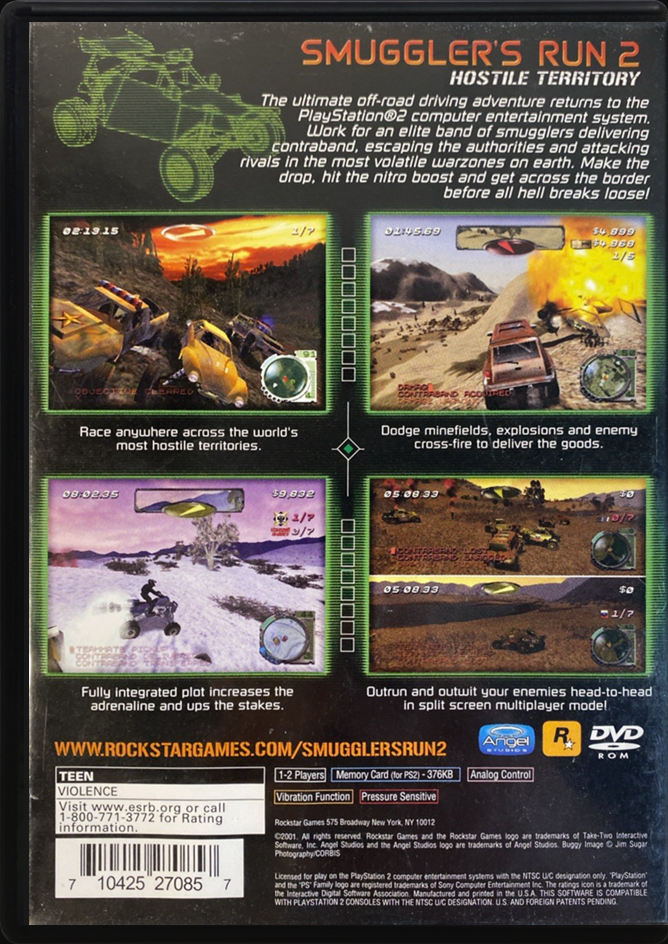 Smuggler's Run 2: Hostile Territory PS2 back side cover case