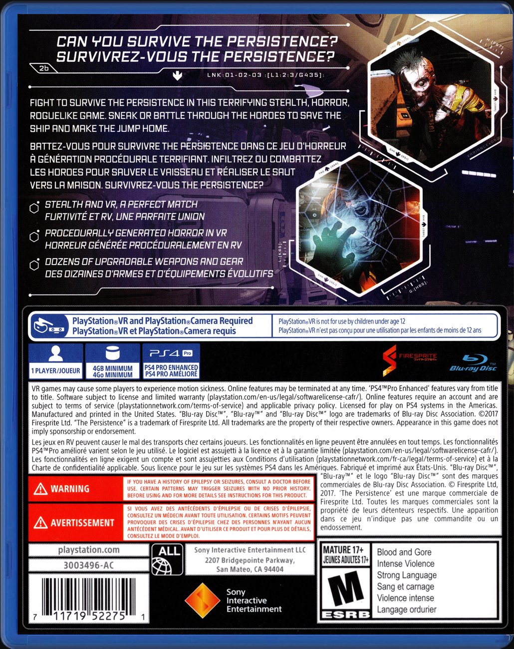 The Persistence PS4 back side cover case