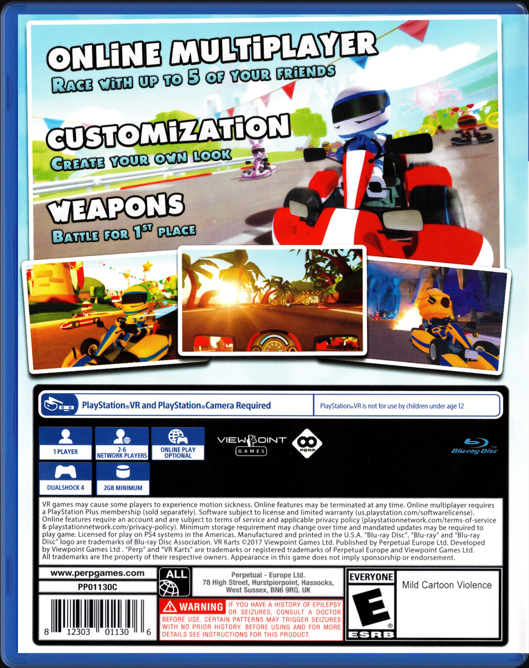 VR Karts PS4 back side cover case