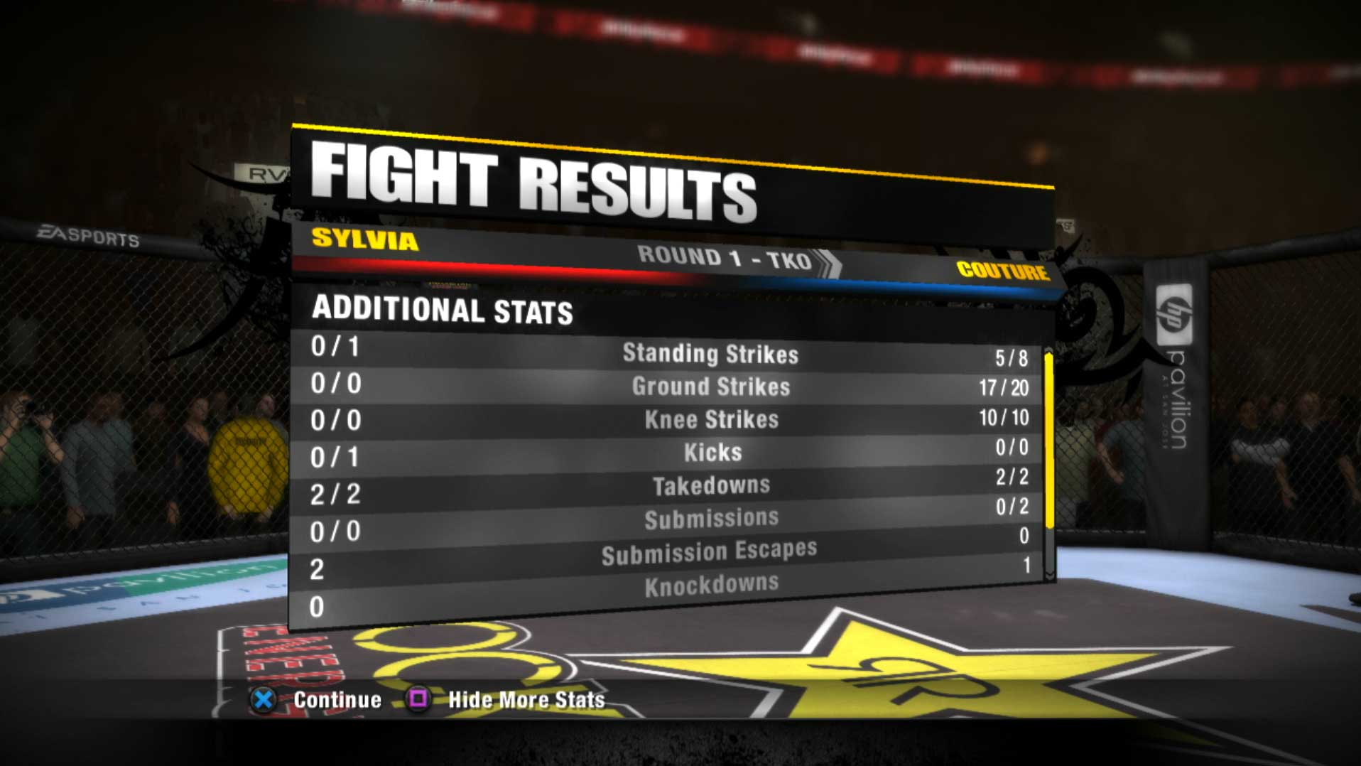 EA Sports MMA PS3 additional fight results